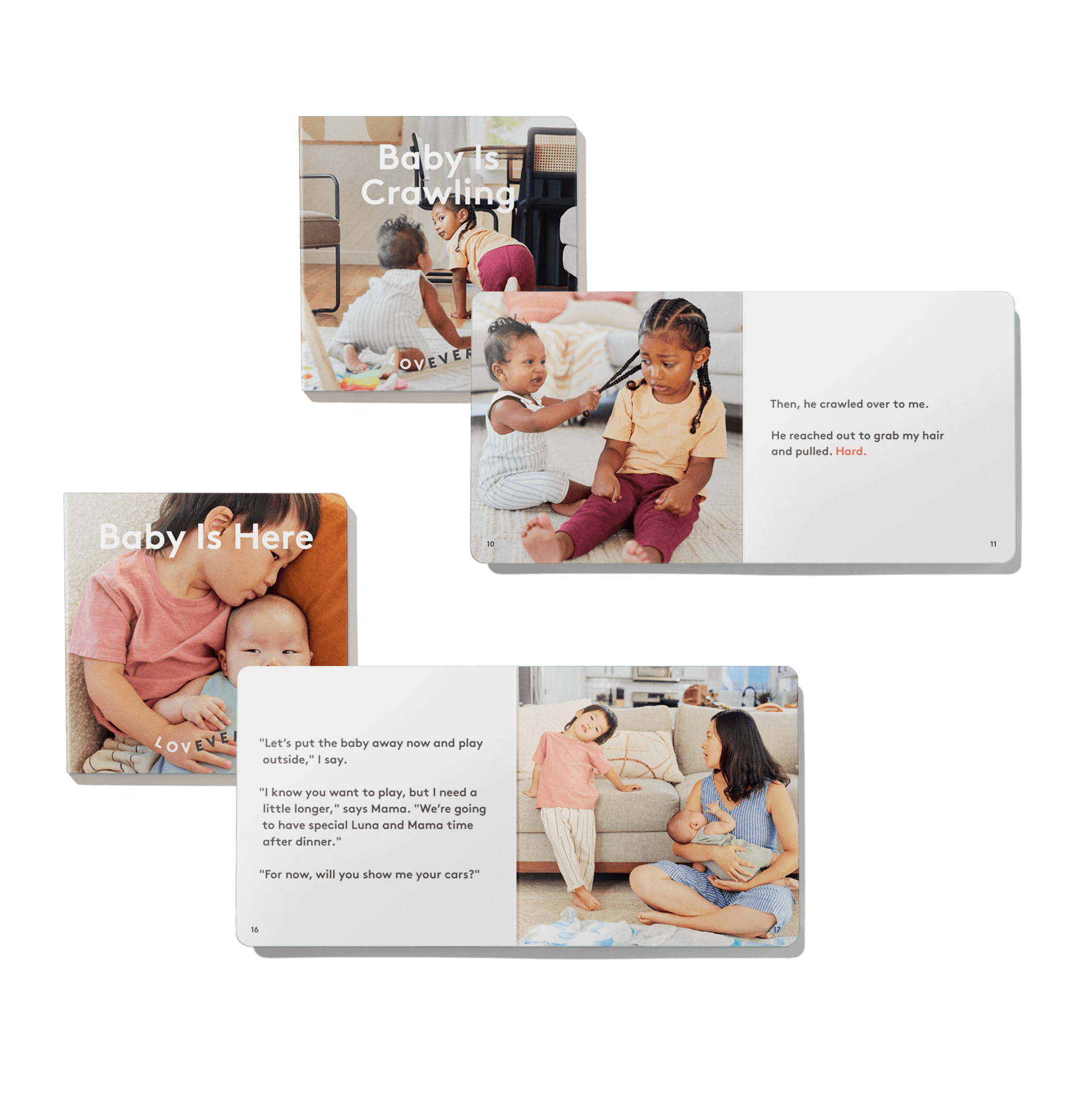 Baby is Crawling and Baby is Here board books by Lovevery